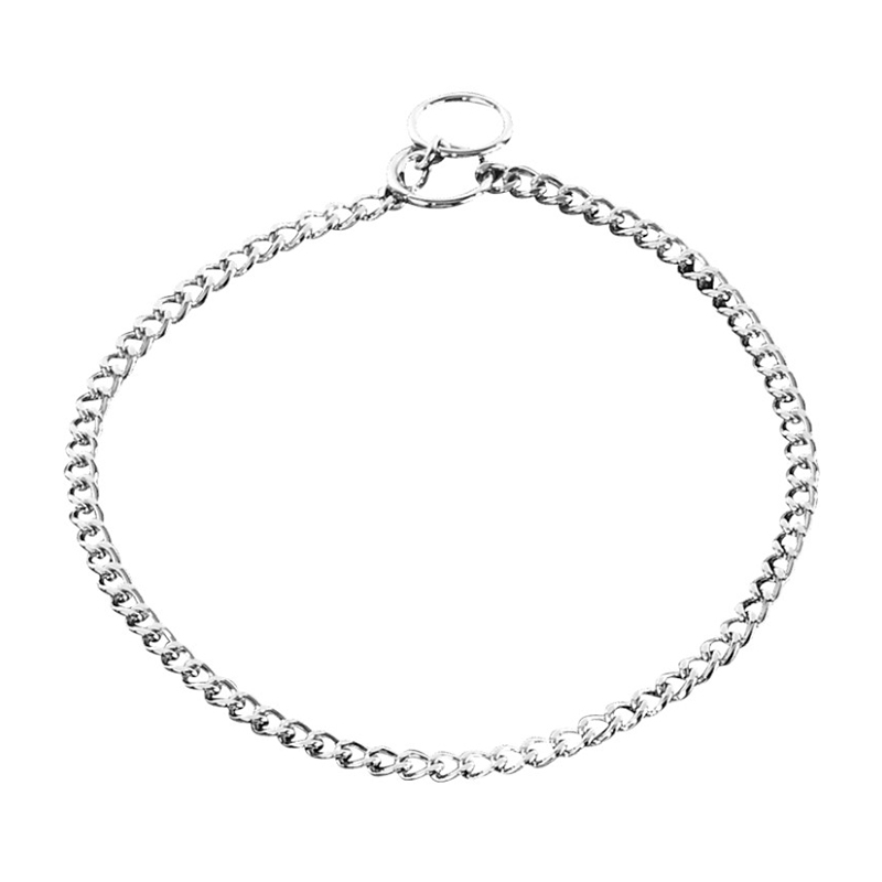 Chrome Plated Short Link Chain Collar with Flat Chain - 1.5 mm