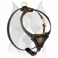 Pretty Small Leather Harness for Amstaff Puppy  Pretty Small Leather Harness for Amstaff Puppy
