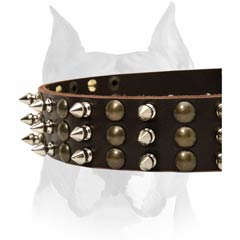 Excellent design high-quality leather Amstaff dog collar