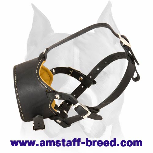 Elegant Non-Barking Leather Muzzle for American Staffordshire Terrier