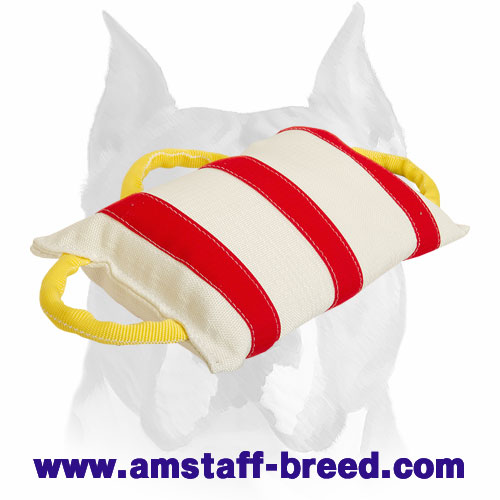 Amstaff Handstitched Wide Jute Bite Pillow with Three Comfy Handles