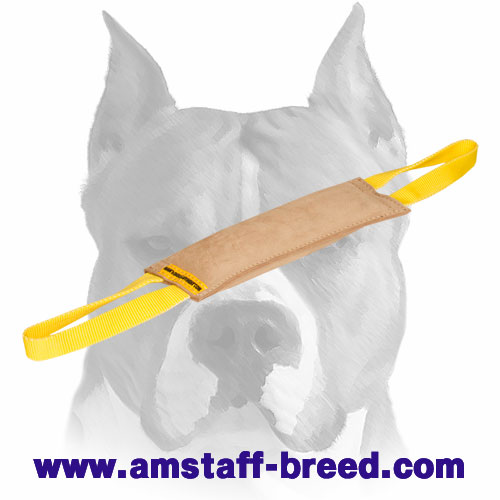 Leather Dog Bite Tug with Convenient Handles for Training Amstaff