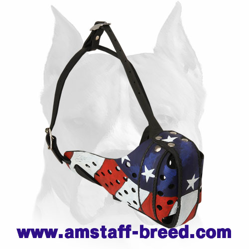 Amstaff ''American Pride'' Painted Muzzle for Dog Training