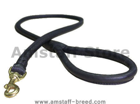 Leather Latigo Round Lead for Amstaff