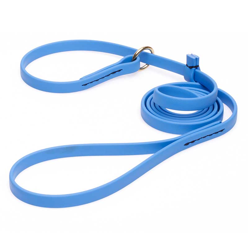 Solid Blue Biothane Amstaff Leash and Collar Combo