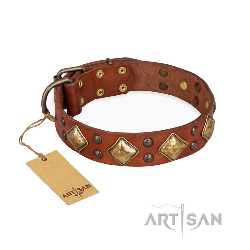 "Flight of Fancy" FDT Artisan Adorned Leather Amstaff Collar - Click Image to Close